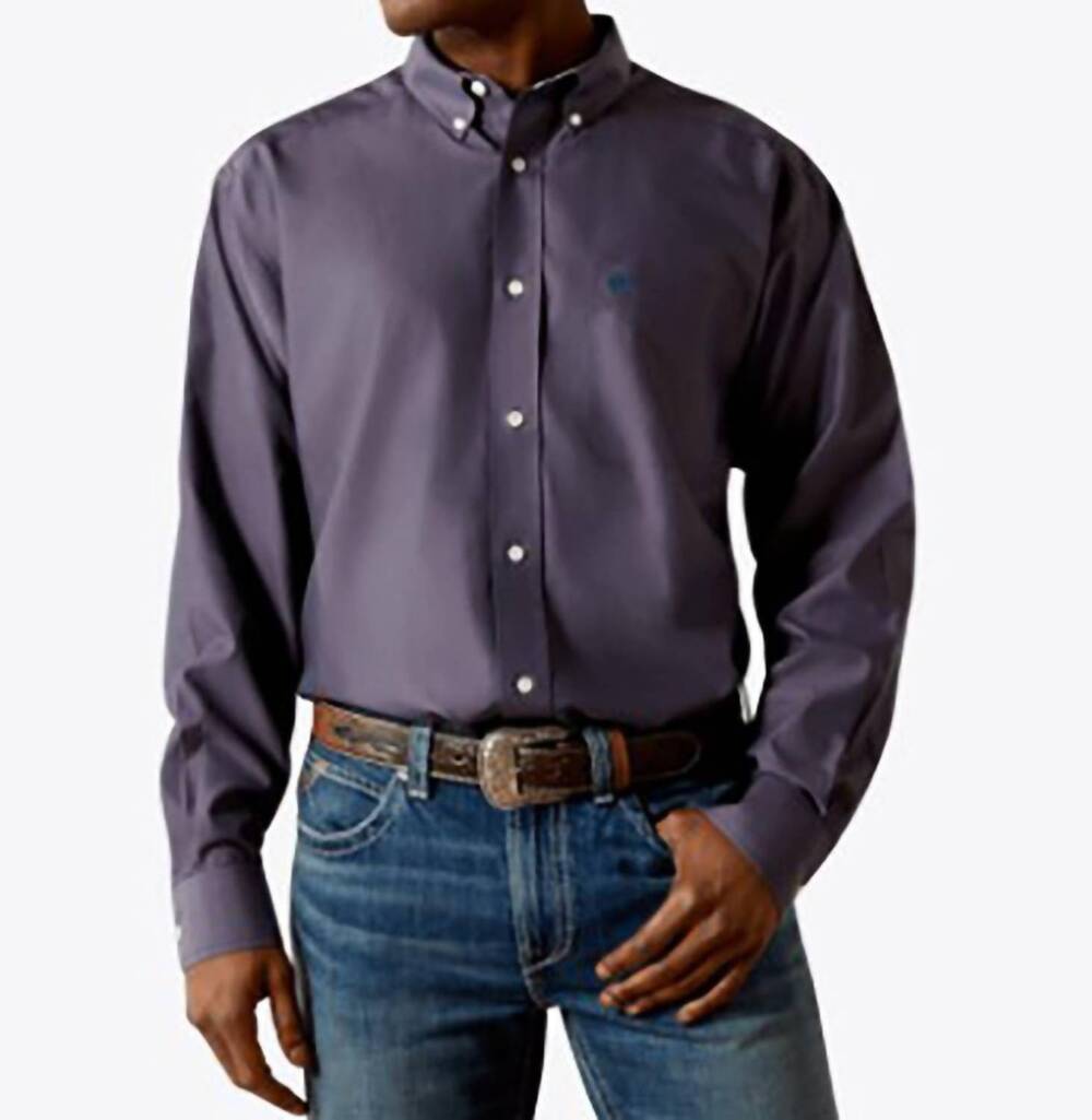 NEW ARIAT wrinkle free solid pinpoint shirt in navy